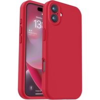 Husa de Protectie, Vafy, pentru iPhone 16 Plus, Liquid Silicone, cu Microfibra pe Interior, Protectie Antisoc, Compatibil Incarcare Wireless, Rosu