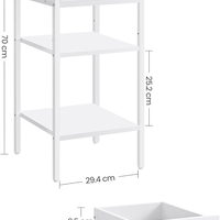 VASAGLE Noptiera cu sertar pentru dormitor, design scandinav, 35x35x70cm, alb