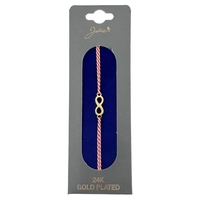 Bratara Placata cu Aur 24k, Jolie, Model INFINIT, Martisor Bratara, cu Snur Alb/Rosu, Auriu