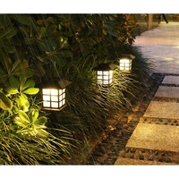 Set 2 Lampi Solare Led pentru Gradina, Flippy, Tip felinar, 38 cm, 8.6x8.6 cm, Buton On-Off, Alb cald, Negru/Alb