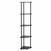 Raft de colt cu 5 polite, MDF, cadru metalic, 148x30x30 cm, negru