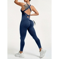 Costum Sport de Dama, Flippy, One Piece, pentru Yoga, Elastic, Fara Cusaturi, Albastru Marin, Marime M