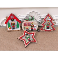 Ornament de Brad, Flippy, cu Lumini LED, din Lemn, Figurina Spargatorul de Nuci, Model Brad, Multicolor