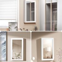 SONGMICS Dulap de bijuterii cu oglinda, montare pe perete, incuietoare, 37x11x67cm, alb