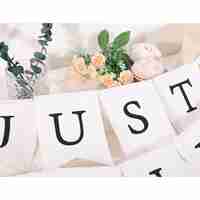 Banner Decorativ, Flippy, Model Just Married, Tematica Nunta, Alb-Negru
