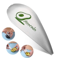 Taietor special pentru avocado Flippy, 3 in 1, forma curbata, zimti pentru apucare si taiere, din otel inoxidabil, 15 x 6 cm, gri