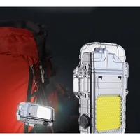 Lanterna Tip Breloc cu Bricheta, Vafy, Impermeabila, 3 Moduri Iluminare, 300 mAh, Incarcare USB-C, COB, Raza de Actiune 50 - 100 m, 7.4 x 4.9 x 1.7 cm, Argintiu