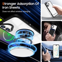 Husa de Protectie TPU, Vafy, pentru iPhone 16, Anticadere, cu Incarcare Wireless, Tehnologie Magsafe, Inel Magnetic Rotativ cu Functie de Suport, Transparent-Negru