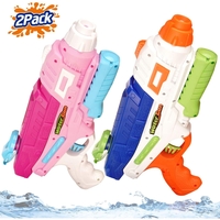Set 2x Pistol cu Apa pentru Copii, Rezervor, Pentru Piscina/Plaja, Flippy, 6ani+, Roz + Albastru, 600 ML