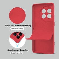 Husa de Protectie, Vafy, pentru OnePlus 11 5G, Liquid Silicone, cu Microfibra pe Interior, Protectie Antisoc, Compatibil Incarcare Wireless, Rosu