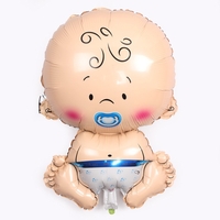 Balon din Folie Metalizata, Vafy, Figurina Baietel, Tema Botez, 73x48 cm, Ambalaj Individual, Pai Inclus, Umflare cu Aer sau Heliu, Albastru