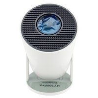 Video Proiector Portabil cilindric HY300PRO, Flippy, Inteligent, Full HD 1080 x 1280, Wireless, Compatibil cu Android/iOS, 17 x 10 x 9 cm, Alb
