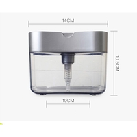 Dozator Flippy, Dispenser 2 in 1 pentru Detergent Lichid de Vase sau pentru Obiecte Sanitare cu Suport pentru Burete de Bucatarie ,14 x 10.5 x 10 cm, capacitate 380 ml, gri