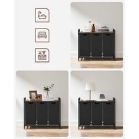VASAGLE Cos de rufe, 3 compartimente, saci de rufe detasabili, raft, cadru metalic, 3x38L, 93x33x72 cm, maro vintage si negru
