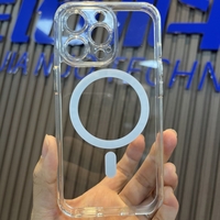 Husa protectie Vafy pentru iPhone 13 Mag Safe, 2 in 1 incarcare si magnet, Silicone, Transparenta