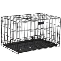 Cusca pentru animale, 2 usi, Pliabila din metal, XL, Negru, 93x67x56 cm