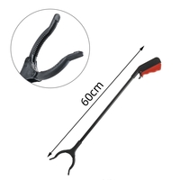 Cleste pentru Colectarea Deseurilor, Flippy, din Metal si Plastic, 60 cm, Fara Maini Murdare, Negru/Rosu