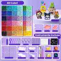 Kit de Margele Perle, Flippy, Set DIY 3D din 48 de Culori, 4000 de piese, Instrumente pentru Margele Incluse, 2.6 mm in cutie, Multicolor