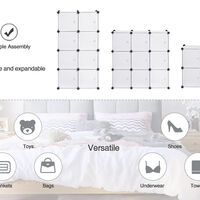 SONGMICS Organizator modular 93x31x93 cm, 9 cuburi cu usi, plastic si cadru metalic, alb