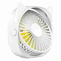 Mini ventilator pentru birou cu usb, Vafy, rotire 360 grade, 3 viteze, 13.5 x 12,8 cm, Alb