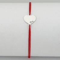 Bratara Argint 925 pentru Dama, Jolie, Model Inima Plina, Martisor Bratara de 1 Martie, Pandativ Argintiu cu Snur Rosu