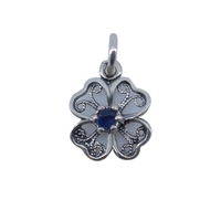 Pandantiv din Argint 925 Trifoi Filigran cu Piatra,0.98 g