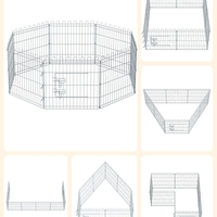 FEANDREA Tarc pliabil din otel pentru animale 8 panouri, modular patrat sau octogon, 159x159x61 cm, argintiu