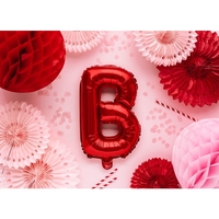 Balon Folie Metalizata Litera B, Flippy, 40 cm, Umflati cu Heliu sau Aer, Ambalaj Individual, Pai inclus, Rosu