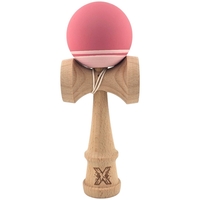 Kendama X Originala, Profesionala, Flippy, din Lemn, Rubber Grip, 18 cm, Roz/Alb