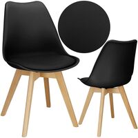 Set 4 scaune dining Verdhe pentru bucatarie cu perna tapitata cu piele ecologica, 44x82cm, negru