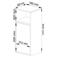 Etajera de baie suspendata, cu usa si 2 polite, PAL 16 mm, 35x30x80 cm, alb si gri