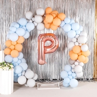 Balon Folie Metalizata Litera P, Flippy, 80 cm, Umflati cu Heliu sau Aer, Ambalaj Individual, Pai inclus, Rose Gold