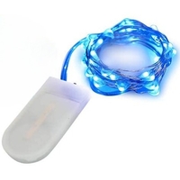 Instalatie Craciun, 5 metri, 50 LED-uri, Albastru, cu baterii, fir cupru, liniar, interior/exterior, Vafy