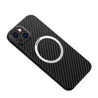Husa de protectie pentru iPhone 14 Plus, Vafy, Magnetica, MagSafe, Carbon Fiber Protectie Antisoc, Negru
