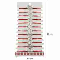 Bratara Martisor pentru Dama, Jolie, Model Trifoi in Contur, Set 12 bucati, Pandativ Argintiu din Inox cu Snur Rosu Ajustabil