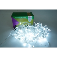 Instalatie de Craciun Flippy® Tip Turturi, Franjuri cu Flash, Sectiune 4 m, 132 LED-uri, Interconectabila, Fir Transparent, Alb Rece