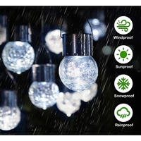 Lampa Solara Flippy, LED, Tip Candelabru Mic, Cu Bila Din Sticla Crapata, Exterioara, Impermeabila, Iluminare 6-12 H, Alb