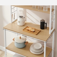 VASAGLE Raft de bucatarie cu spatiu pentru cuptorul cu microunde, 6 rafturi, otel, industrial, 40x80x167cm, maro stejar si alb