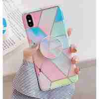 Husa protectie pentru Apple iPhone 11Pro Soft IMD TPU Marble Geometric Roz Suport inclus