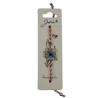 Martisor Bratara cu Snur Alb Rosu Reglabil, Jolie, Model Trifoi cu Patru Foi Multicolor, Jolie