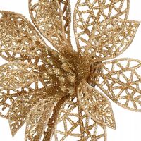 Set 10 ornamente pentru bradul de Craciun, stea Poinsettia, 14cm, auriu
