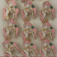 Set 12 Brose Martisor pentru Copii, Jolie, Model Unicorn cu Par Roz, cu Mesaj Esti Unica, Multicolor