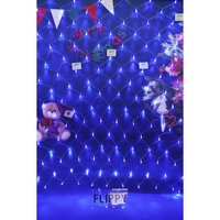 Sectiune Instalatie de Craciun Vafy, Tip Plasa, 120 LED-uri, 1.5 x 1.5 m, 8 jocuri de lumini, Interconectabila, Fir transparent, Albastru