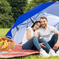 Umbrela plaja 3in1 215x205 cm, cu paravan lateral, fereastra si husa transport, material UV, albastru