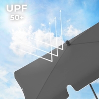 SONGMICS Umbrela terasa gradina sau plaja, inclinare 2 directii, protectie UV UPF 50+, 180x125 cm, gri