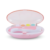 Set Pila Electrica pentru Copii si Bebelusi, Flippy, ABS, 6 Accesorii, cu Lumina LED, Roz Alb