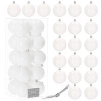 Set globuri de Craciun, 20 bucati, 8cm, alb mat