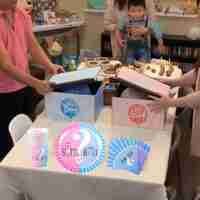Set 10 Farfurii Gender Reveal, Vafy, Girl or Boy, din Carton, 22.8 cm, Roz/Albastru