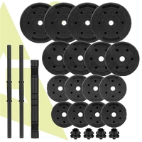 Set gantere si bara ajustabila 40 kg, 16 discuri, conector metalic cu spuma, negru