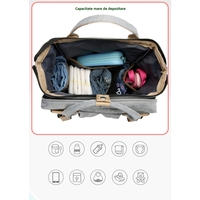 Rucsac Multifunctional pentru Mamici, Flippy, cu Patut Pliabil si Baza de Schimbat, Rezistent la Apa, Capacitate Mare, Usor, Compartimente Multiple
